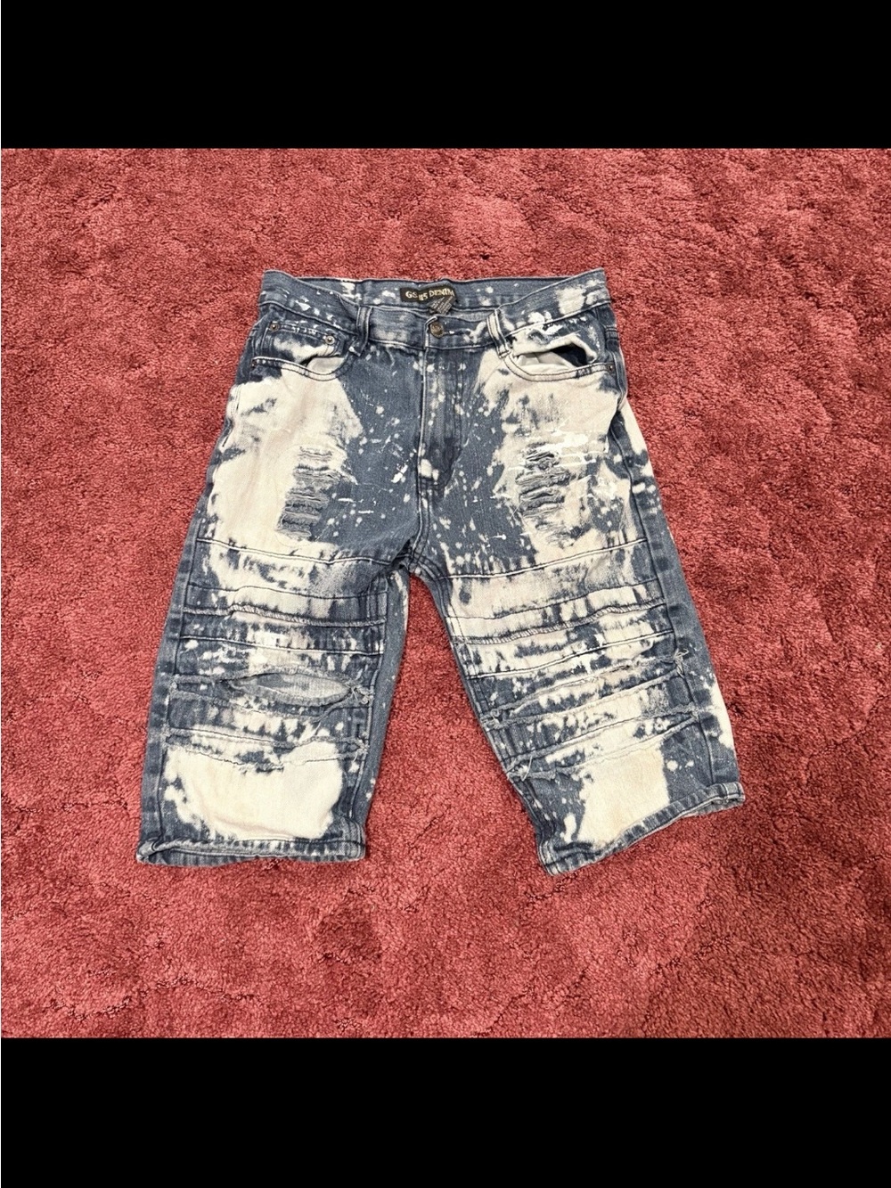 Bleached Distressed Women's Denim Shorts - Blue